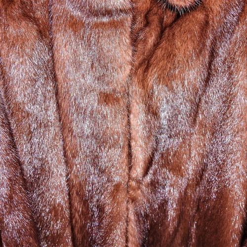Mink fur used short brownish red, size S