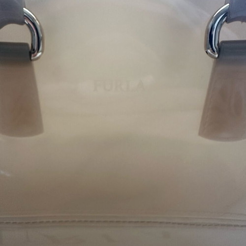 Furla Candy satchel new, beige glossy rubber