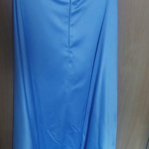 Two-piece dress blue satin and embroidered top new, size M