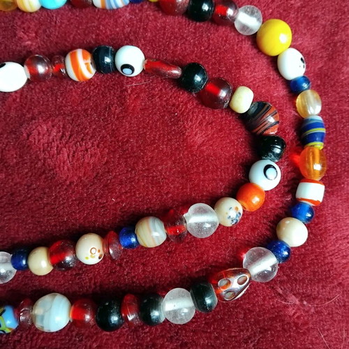 Necklace with handmade glass beads like new, multicolored