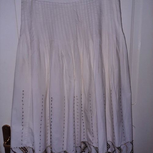 Alain Manoukian vintage skirt used, cotton ivory with sequins and beads