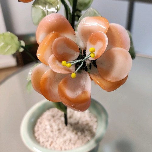 Decorative flowerpot with glass flowers used