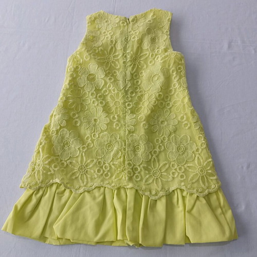 Mayoral dress for girl 6 years like new, lemon yellow with floral lace