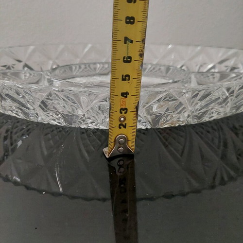 Crystal platter with cut design 32 cm like new