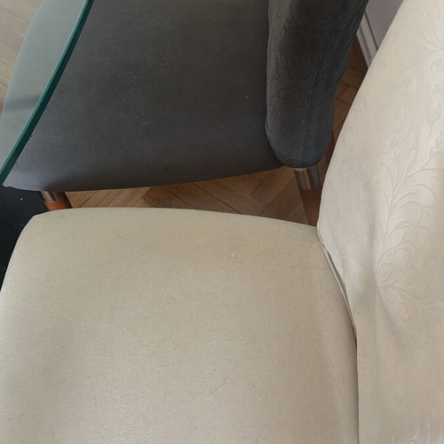 Dining chairs used, pack of 6, ecru and gray