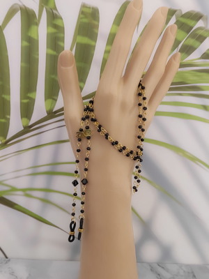 Αλυσίδα γυαλιών με κρύσταλλα, Swarovski & αιματίτη