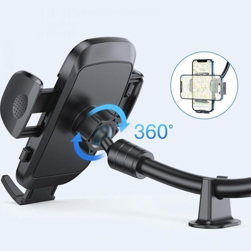 Car Phone Holder 6.7" Adjustable Clamps Black