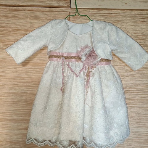 Baptism set for girls like new with dress, bolero, headband and size 21 shoes