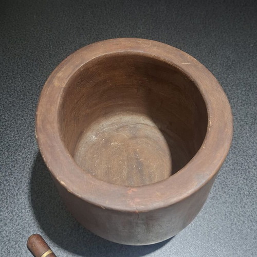 Traditional wooden mortar and pestle set, 16cm