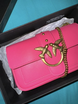 Pinko original shoulder bag, leather, new, pink-purple