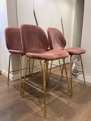 Σκαμπό σε σάπιο μήλο βελούδο, 4 τεμάχια σαν καινούργια