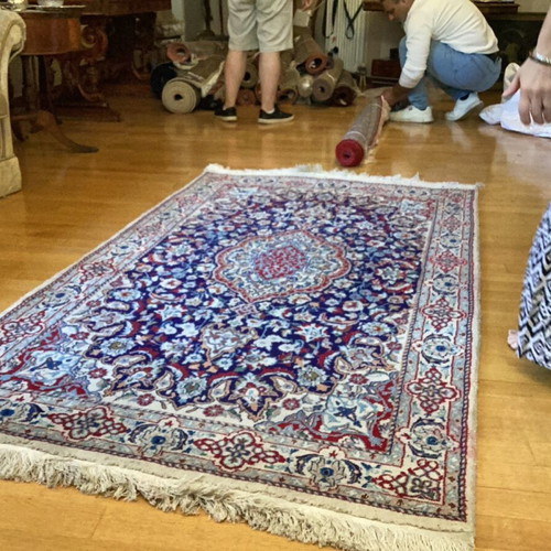 Nain rug used, silk and wool on cotton, Persian 2.06x1.16