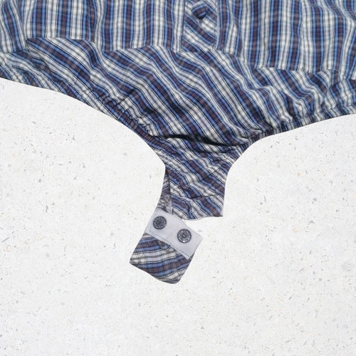 Kocca plaid bodysuit shirt Small new, blue and white