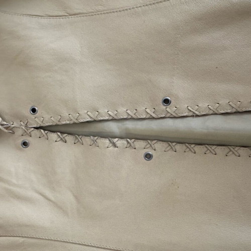 Friendtex leather jacket used, beige with embroidery