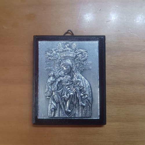 Small Icon of Virgin Mary with Divine Infant like new, 6 x 7.5 cm