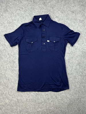 Vintage Style Polo Shirt men's S slim fit blue with chest pockets used