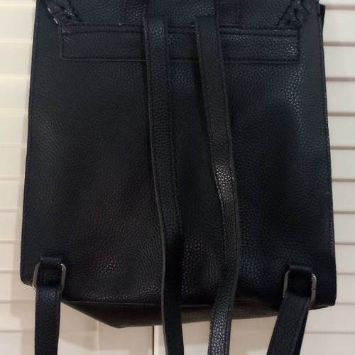 Black synthetic backpack bag used