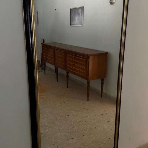Large wall mirror 97 × 170 cm with black and gold frame used