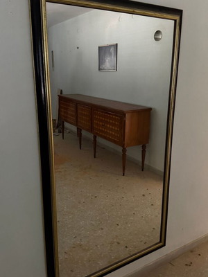 Large wall mirror 97 × 170 cm with black and gold frame used