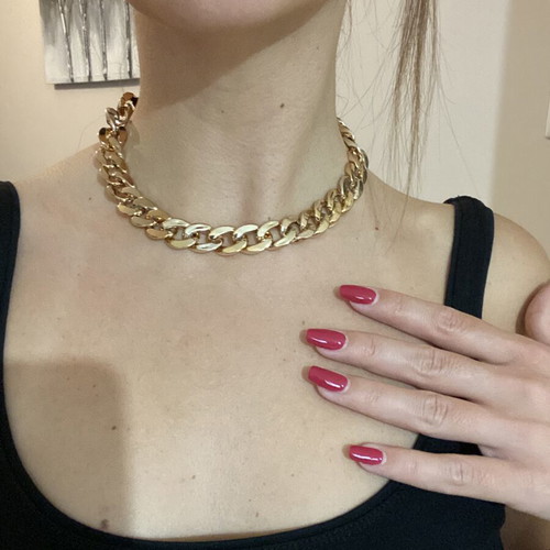 Handmade adjustable gold-tone necklace with cord