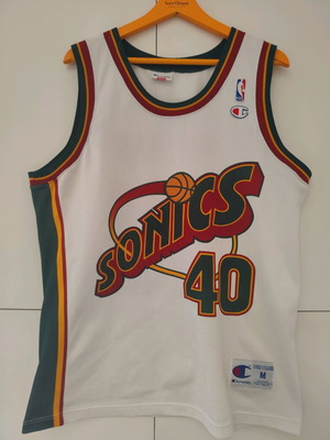 Seattle Supersonics NBA φανέλα Shawn Kemp μεταχειρισμένη, μέγεθος Medium, άσπρη