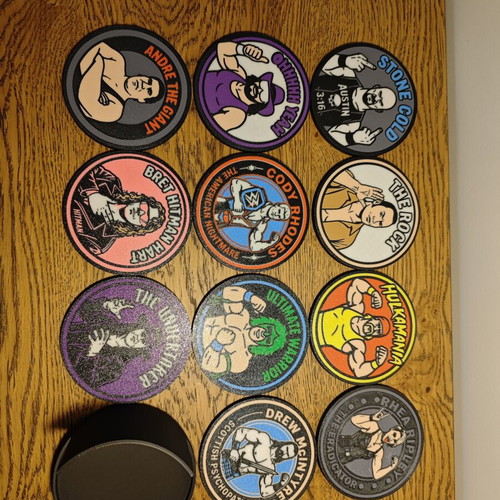 3D print coasters with WWF and WWE wrestlers theme from 90s, 11 pieces like new