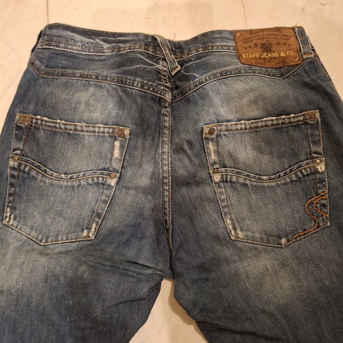 Staff and Go men's ripped jeans size 34 like new, beige and blue