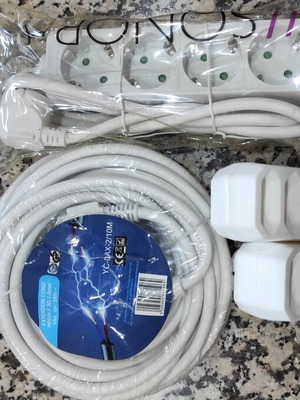 Power strip set with extension cord and 2 adapters new