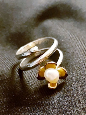 Justyna ring new, silver 925 with copper and natural pearl