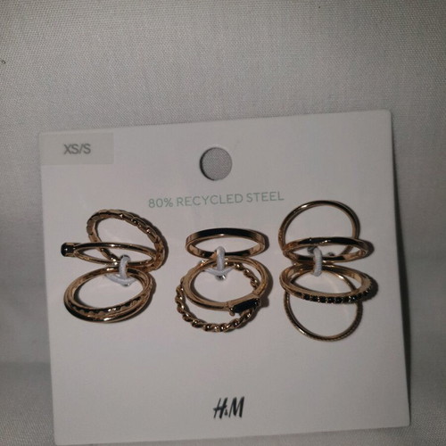 Set of 11 new gold rings from H&M, size XS/S, faux bijoux