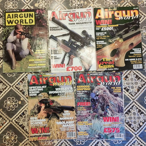 Airgun World magazine collection, 5 vintage issues 1985 & 2001