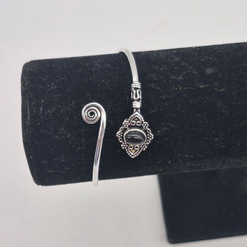 Black Tourmaline Silver Plated Adjustable Bracelet new