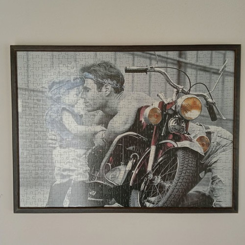 Framed puzzle art used, 500 pieces with black frame