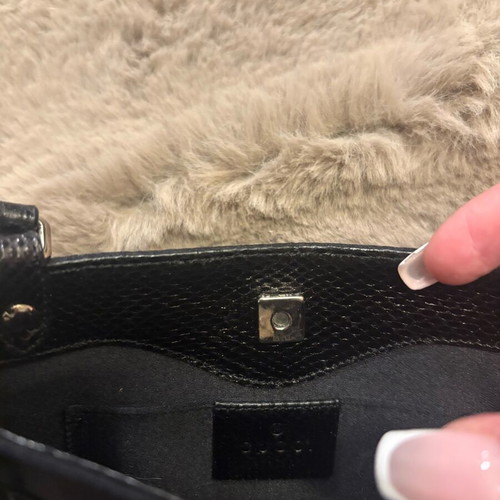 Gucci Interlocking Mini Clutch Bag Silk and Leather Black New