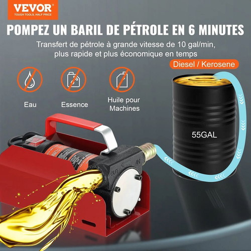 Vevor Portable Fuel Transfer Pump 12V 37.8 Lt/min new