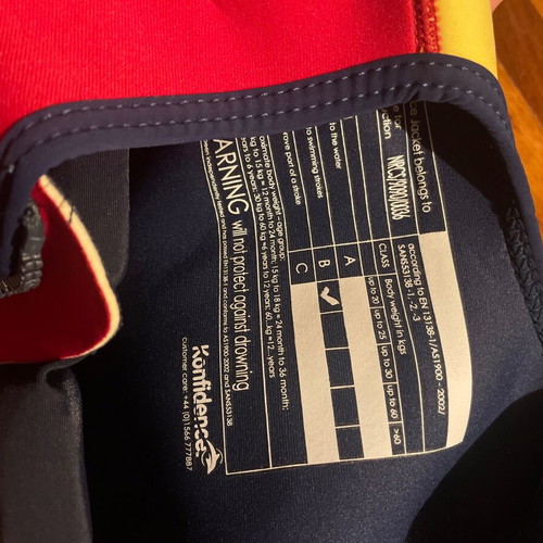 Konfidence Jacket children's life jacket used, for 18 months to 3 years