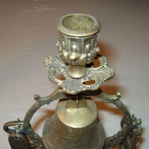 Brass candlestick with bell used