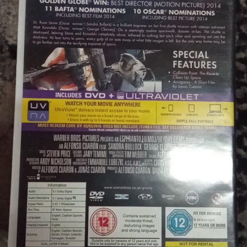 Gravity DVD like new with English subtitles