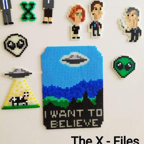 Handmade The X Files I Want To Believe poster with beads