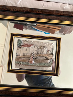 Mirror frame with embossed central design new