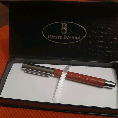 Pierre Bonet silver pen red color with leather case new