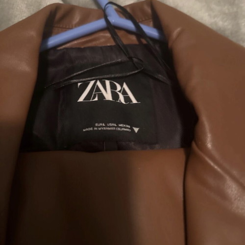 Zara faux leather suit brown like new