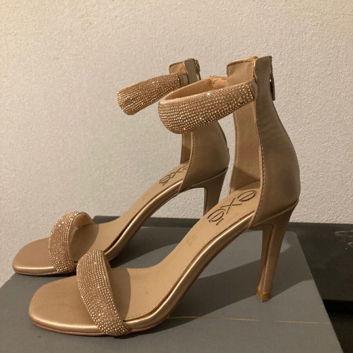 Exe women's high-heeled sandals like new, beige gold