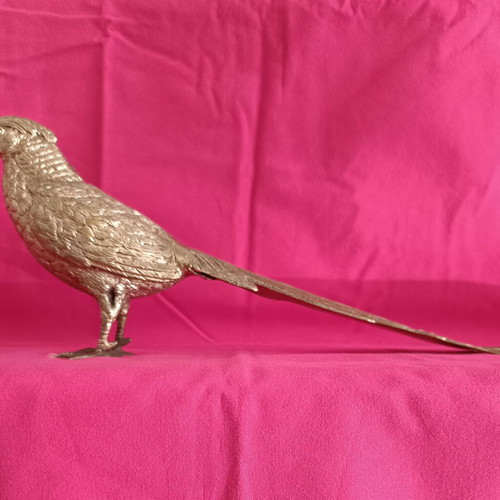 Vintage silver metal pheasant figurine like new