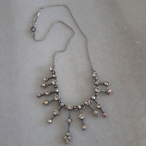 Vintage metal necklaces like new, set of 2 with honey and white crystals