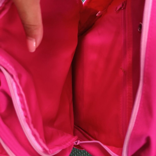 United Colors of Benetton school trolley bag, fuchsia with floral and butterfly design