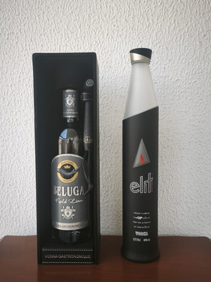 Premium vodka collectible set Beluga Gold Line and Stoli Elite Night Edition like new