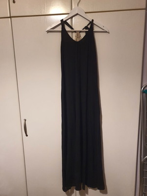 Black long dress with white lace detail like new