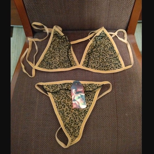 Leopard set top and string new, one size