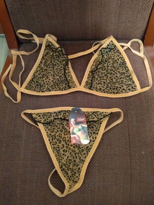 Leopard set top and string new, one size